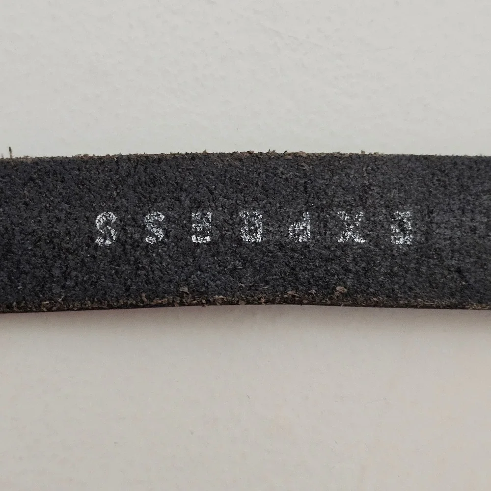 Express Women Belt Medium Black Italian Leather Lace Up Grommet 90s Y2K Emo Indy